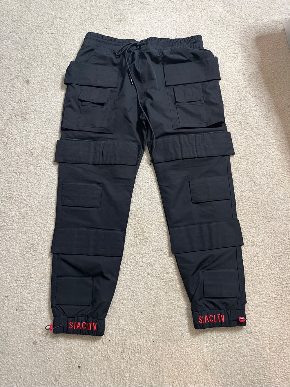 SIACLTV Black Men's Cargo Pants with Utility Pockets